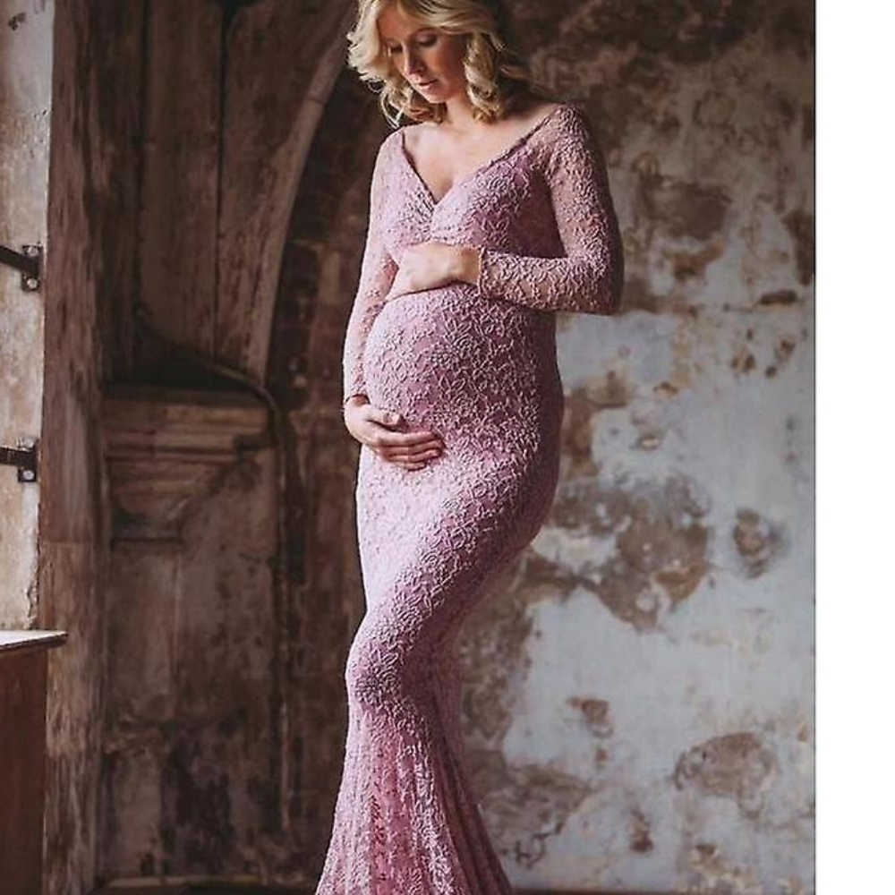 NEW Elegant Women Maternity Floor Length Pregnant Women Photoshoot Dress